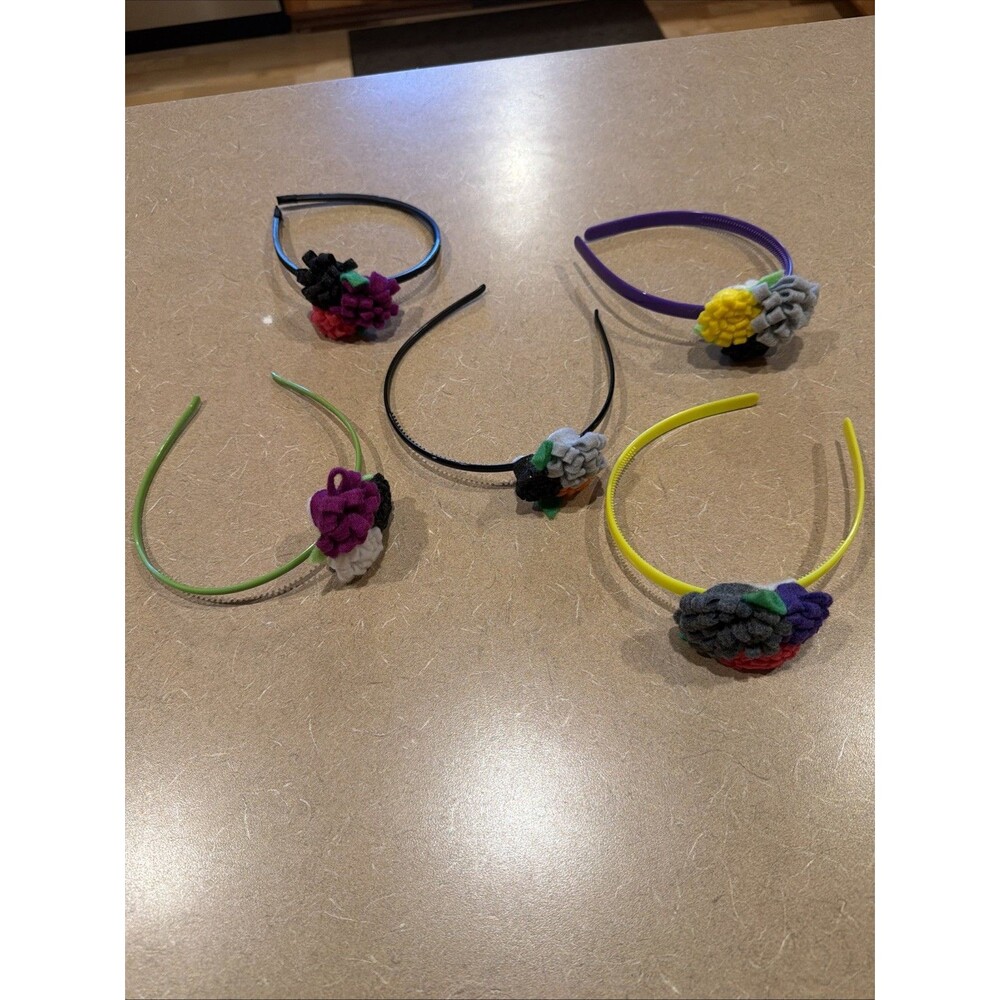 5 Felt Flowers Handmade Headband Hair Accessory Bright Floral for Girls Kid